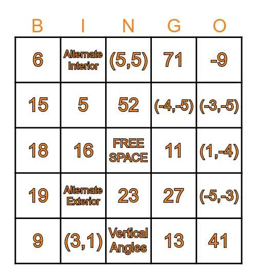 Halloween Themed Unit 1 Exam Review Bingo Card