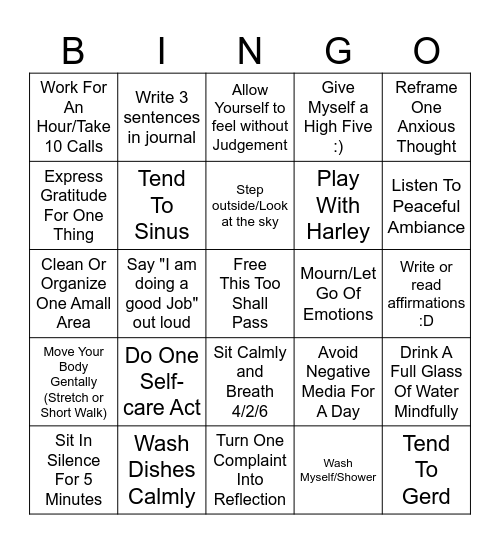 Daily Improvement :3 Bingo Card