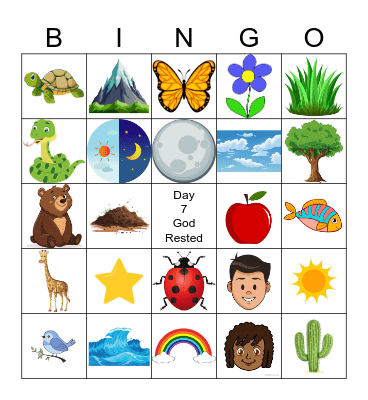 7 Days of Creation Bingo Card