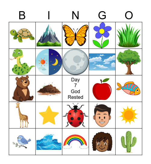 7 Days of Creation Bingo Card