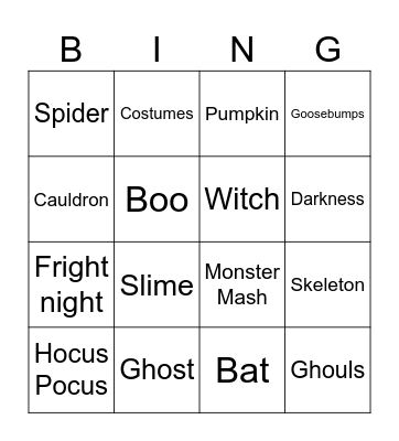 Halloween Bingo Card