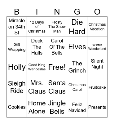 Christmas Bingo Card