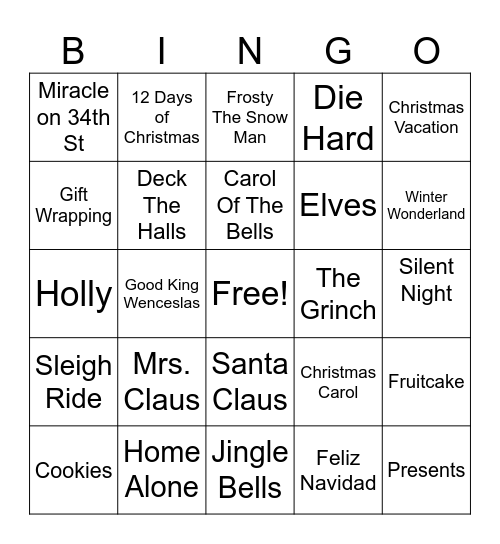 Christmas Bingo Card