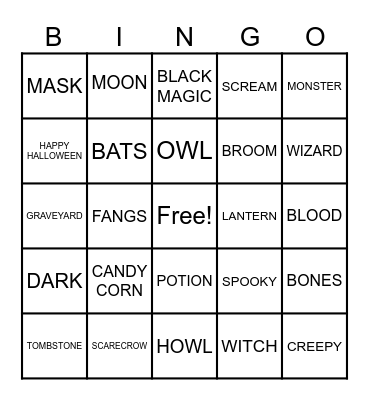 HALLOWEEN Bingo Card