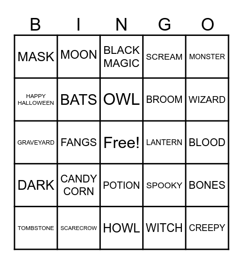 HALLOWEEN Bingo Card