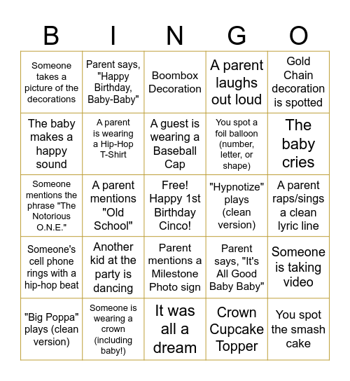 It Was All A Dream! Bingo Card