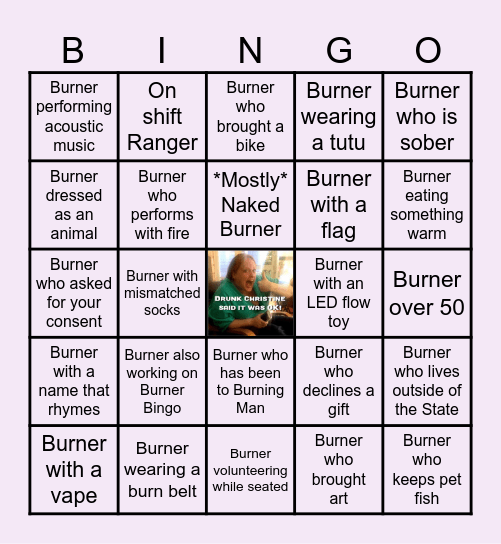 Burner Bingo Card
