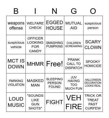 HALLOWEEN DISPATCH Bingo Card