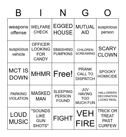 HALLOWEEN DISPATCH Bingo Card