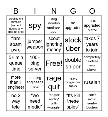 TF2 Ghost Town BINGO Card