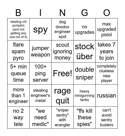 TF2 Ghost Town BINGO Card