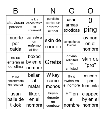 virgenes en fort Bingo Card