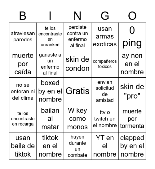virgenes en fort Bingo Card