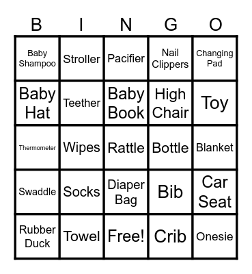 Baby Shower Bingo Card