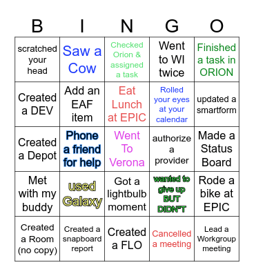GO LIVE Bingo Card