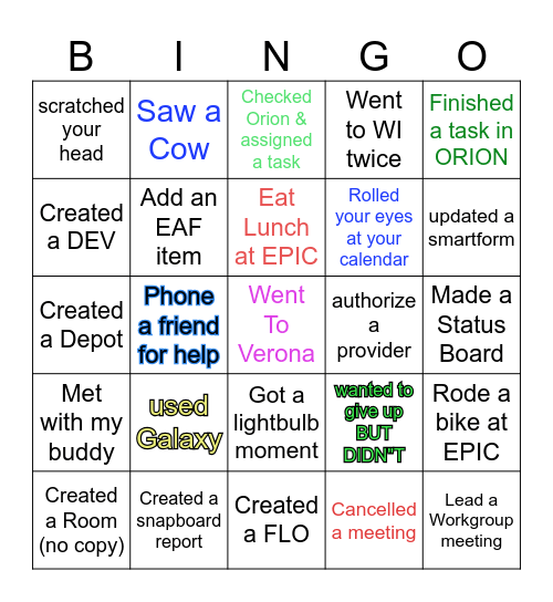 GO LIVE Bingo Card
