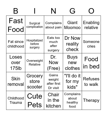 My 600lb Life Bingo Card