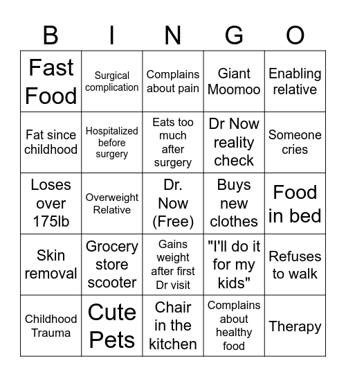 My 600lb Life Bingo Card