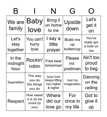 Motown Bingo Card
