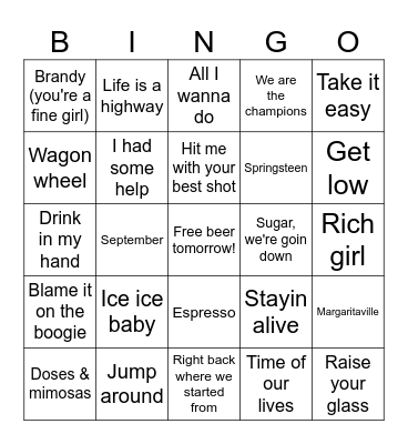 Tailgate Party Bingo Card