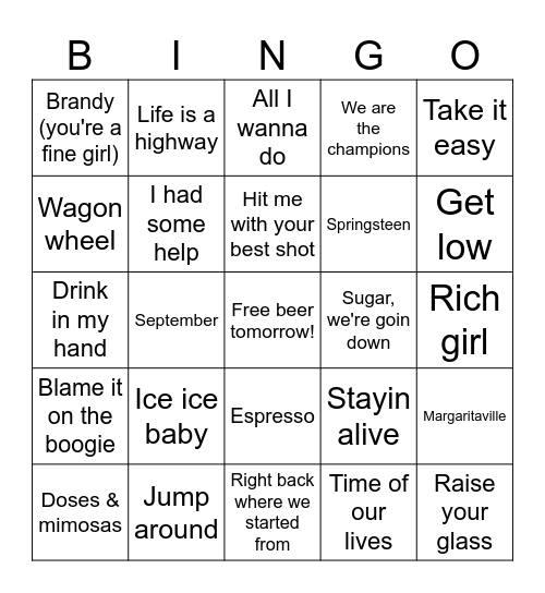 Tailgate Party Bingo Card