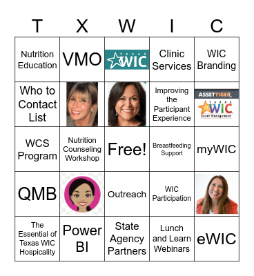 Texas WIC New WIC Directors' Orientation Bingo Card