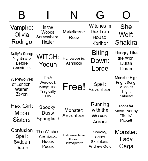 Spooky Szn 1 Bingo Card
