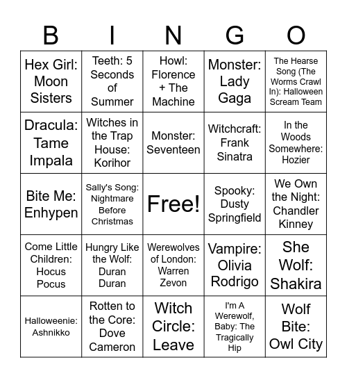 Spooky Szn 1 Bingo Card