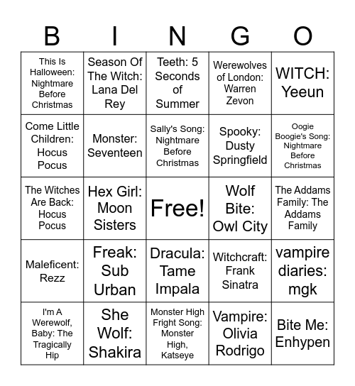 Spooky Szn 1 Bingo Card