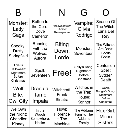 Spooky Szn 1 Bingo Card