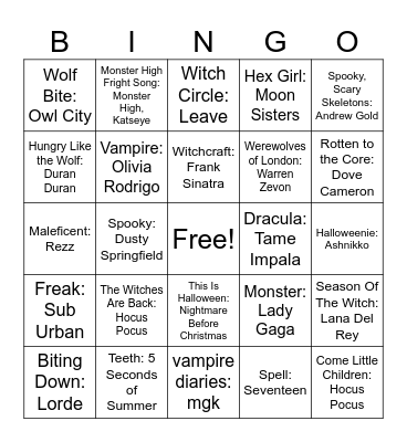 Spooky Szn 1 Bingo Card
