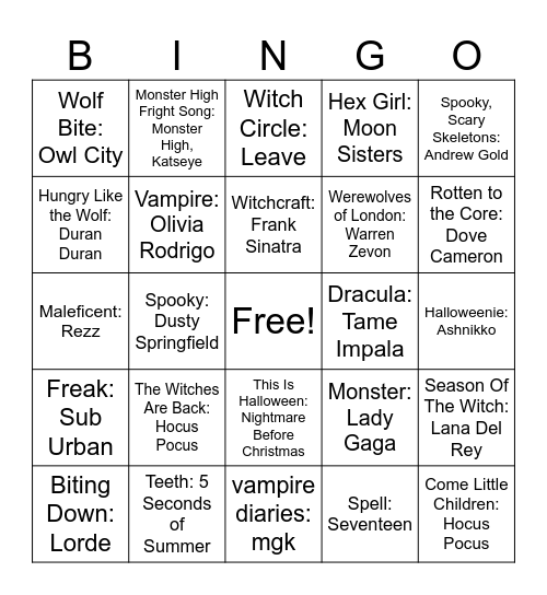 Spooky Szn 1 Bingo Card