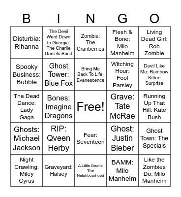 Spooky Szn 2 Bingo Card