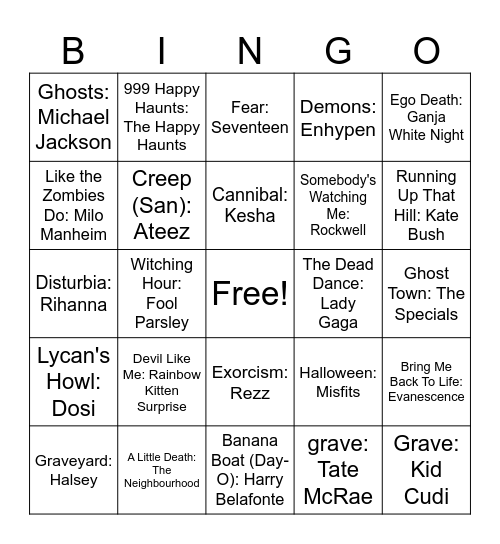 Spooky Szn 2 Bingo Card