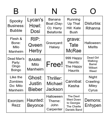 Spooky Szn 2 Bingo Card