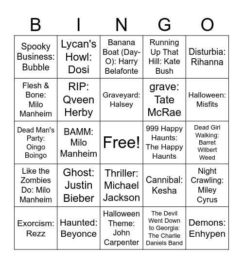 Spooky Szn 2 Bingo Card