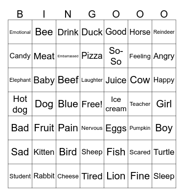 ASL Bingo Card