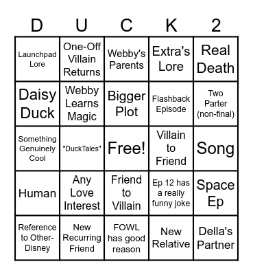 DuckTales S3 Bingo Card