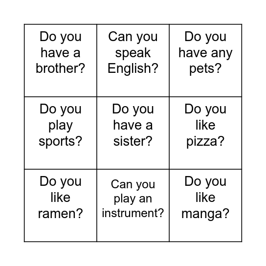 Find someone... Bingo Card