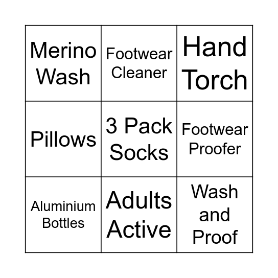 MW Add-on Bingo Card