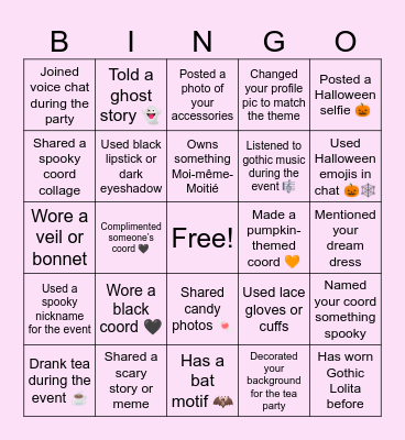 Halloween EGL Bingo Card