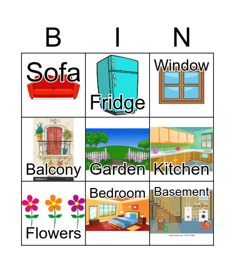Parts of the House Bingo Card
