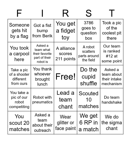 REEFSCAPE BINGO Card