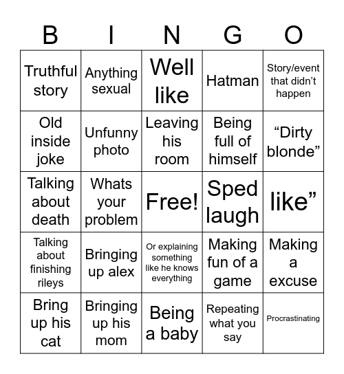 Riley Bingo Card