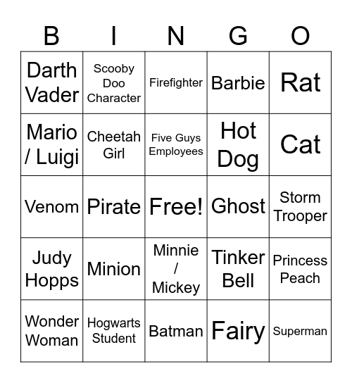 Spooky You Bingo Card