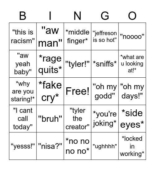 Maddy's Antics Bingo Card