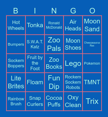 90s-00s Nostalgic Commercials Bingo Card