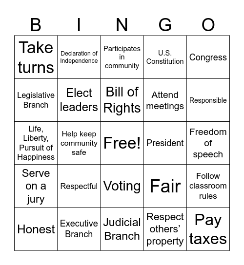 Review Bingo Card