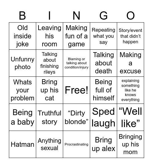 Riley Bingo Card