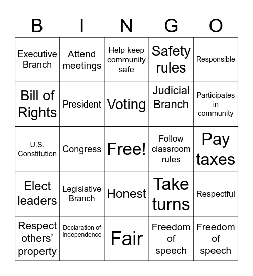 Review Bingo Card